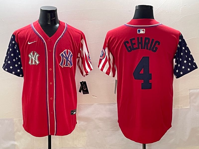 Men New York Yankees 4 Gehrig Red a generation of national flags Jointly Name 2025 Nike MLB Jersey style 10